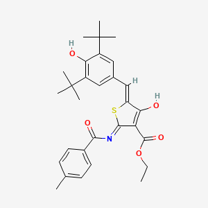 molecular formula C30H35NO5S B15284606 Ethyl 5-(3,5-ditert-butyl-4-hydroxybenzylidene)-2-[(4-methylbenzoyl)amino]-4-oxo-4,5-dihydrothiophene-3-carboxylate 