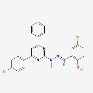 4-bromo-2-[(E)-[[4-(4-bromophenyl)-6-phenylpyrimidin-2-yl]-methylhydrazinylidene]methyl]phenol