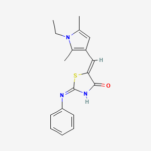 (5Z)-2-anilino-5-[(1-ethyl-2,5-dimethylpyrrol-3-yl)methylidene]-1,3-thiazol-4-one