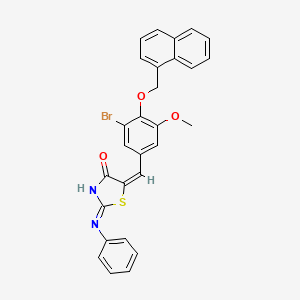 (5E)-2-anilino-5-[[3-bromo-5-methoxy-4-(naphthalen-1-ylmethoxy)phenyl]methylidene]-1,3-thiazol-4-one