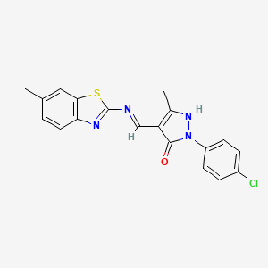 2-(4-chlorophenyl)-5-methyl-4-{[(6-methyl-1,3-benzothiazol-2-yl)amino]methylene}-2,4-dihydro-3H-pyrazol-3-one