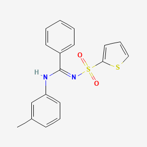 molecular formula C18H16N2O2S2 B15284695 N-[phenyl(3-toluidino)methylene]-2-thiophenesulfonamide 