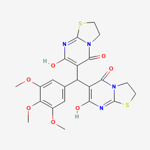 7-hydroxy-6-[(7-hydroxy-5-oxo-2,3-dihydro-5H-[1,3]thiazolo[3,2-a]pyrimidin-6-yl)(3,4,5-trimethoxyphenyl)methyl]-2,3-dihydro-5H-[1,3]thiazolo[3,2-a]pyrimidin-5-one