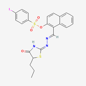 molecular formula C23H20IN3O4S2 B15284730 1-[2-(4-Oxo-5-propyl-1,3-thiazolidin-2-ylidene)carbohydrazonoyl]-2-naphthyl 4-iodobenzenesulfonate 