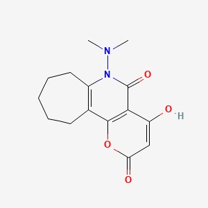 molecular formula C15H18N2O4 B15284732 6-(Dimethylamino)-4-hydroxy-6,7,8,9,10,11-hexahydrocyclohepta[b]pyrano[2,3-d]pyridine-2,5-dione 