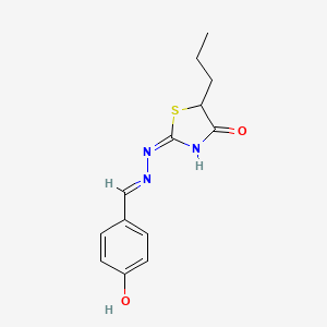 molecular formula C13H15N3O2S B15284769 4-Hydroxybenzaldehyde (4-oxo-5-propyl-1,3-thiazolidin-2-ylidene)hydrazone 