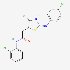 molecular formula C17H13Cl2N3O2S B15284781 N-(2-chlorophenyl)-2-{2-[(4-chlorophenyl)imino]-4-oxo-1,3-thiazolidin-5-yl}acetamide 