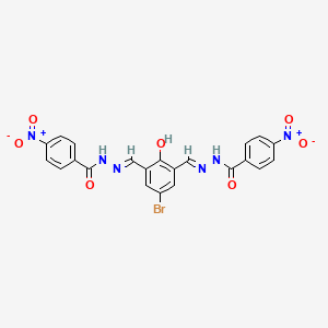 molecular formula C22H15BrN6O7 B15284787 N'-[5-bromo-2-hydroxy-3-(2-{4-nitrobenzoyl}carbohydrazonoyl)benzylidene]-4-nitrobenzohydrazide 