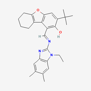 3-tert-butyl-1-{[(1-ethyl-5,6-dimethyl-1H-benzimidazol-2-yl)imino]methyl}-6,7,8,9-tetrahydrodibenzo[b,d]furan-2-ol