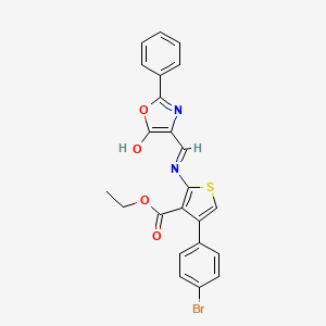 molecular formula C23H17BrN2O4S B15284819 ethyl 4-(4-bromophenyl)-2-{[(5-oxo-2-phenyl-1,3-oxazol-4(5H)-ylidene)methyl]amino}-3-thiophenecarboxylate 