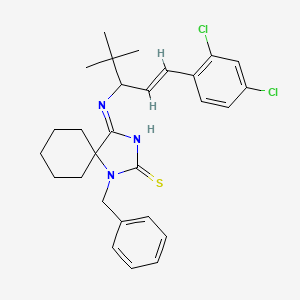 1-Benzyl-4-{[1-tert-butyl-3-(2,4-dichlorophenyl)-2-propenyl]imino}-1,3-diazaspiro[4.5]decane-2-thione