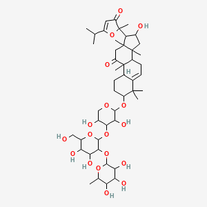 2-[3-[4-[4,5-Dihydroxy-6-(hydroxymethyl)-3-(3,4,5-trihydroxy-6-methyloxan-2-yl)oxyoxan-2-yl]oxy-3,5-dihydroxyoxan-2-yl]oxy-16-hydroxy-4,4,9,13,14-pentamethyl-11-oxo-1,2,3,7,8,10,12,15,16,17-decahydrocyclopenta[a]phenanthren-17-yl]-2-methyl-5-propan-2-ylfuran-3-one