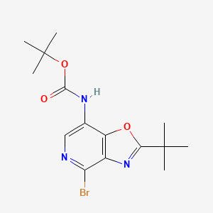molecular formula C15H20BrN3O3 B1528572 Tert-butyl (4-bromo-2-(tert-butyl)oxazolo[4,5-C]pyridin-7-YL)carbamate CAS No. 1346447-38-8