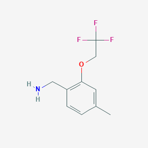 molecular formula C10H12F3NO B1528601 [4-Methyl-2-(2,2,2-trifluoroethoxy)phenyl]methanamine CAS No. 1249802-64-9
