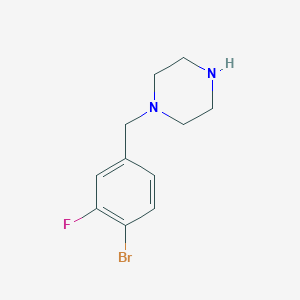 molecular formula C11H14BrFN2 B1528606 1-[(4-Bromo-3-fluorophenyl)methyl]piperazine CAS No. 1249436-04-1