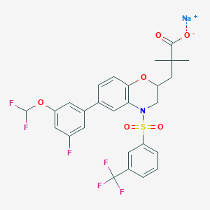 sodium 3-[(2S)-6-[3-(difluoromethoxy)-5-fluorophenyl]-4-[3-(trifluoromethyl)benzenesulfonyl]-3,4-dihydro-2H-1,4-benzoxazin-2-yl]-2,2-dimethylpropanoate