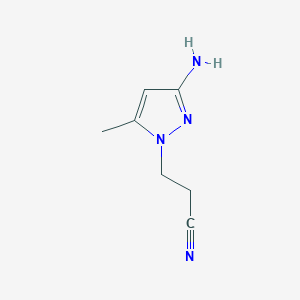 molecular formula C7H10N4 B1528658 3-(3-amino-5-methyl-1H-pyrazol-1-yl)propanenitrile CAS No. 1240580-40-8