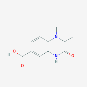 molecular formula C11H12N2O3 B1528659 1,2-Dimethyl-3-oxo-1,2,3,4-tetrahydroquinoxaline-6-carboxylic acid CAS No. 1249563-59-4