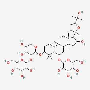 2-[[6-[4,5-Dihydroxy-3-[3,4,5-trihydroxy-6-(hydroxymethyl)oxan-2-yl]oxyoxan-2-yl]oxy-14-hydroxy-15-[5-(2-hydroxypropan-2-yl)-2-methyloxolan-2-yl]-7,7,12,16-tetramethyl-9-pentacyclo[9.7.0.01,3.03,8.012,16]octadecanyl]oxy]-6-(hydroxymethyl)oxane-3,4,5-triol