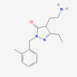molecular formula C15H21N3O B1528713 4-(2-氨基乙基)-3-乙基-1-[(2-甲苯基)甲基]-4,5-二氢-1H-吡唑-5-酮 CAS No. 1489226-12-1