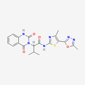 molecular formula C20H20N6O4S B15287303 (S)-2-(2,4-dioxo-1,4-dihydroquinazolin-3(2H)-yl)-3-methyl-N-(4-methyl-5-(5-methyl-1,3,4-oxadiazol-2-yl)thiazol-2-yl)butanamide 