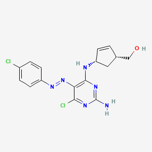 Rel-((1R,4S)-4-((2-amino-6-chloro-5-((E)-(4-chlorophenyl)diazenyl)pyrimidin-4-yl)amino)cyclopent-2-en-1-yl)methanol