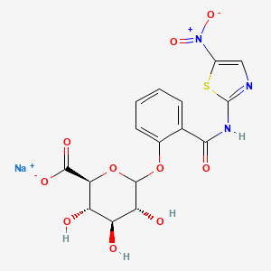 molecular formula C16H14N3NaO10S B15287328 Tizoxanide glucuronide,sodium salt 