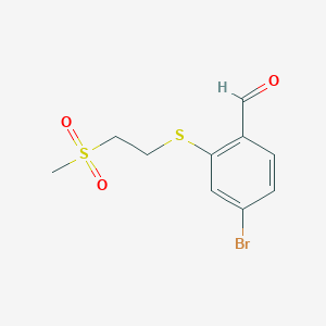 molecular formula C10H11BrO3S2 B1528733 4-Bromo-2-[(2-methanesulfonylethyl)sulfanyl]benzaldehyde CAS No. 1340309-17-2