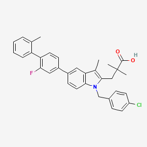 molecular formula C34H31ClFNO2 B15287508 3-[1-(4-Chlorobenzyl)-5-(2-Fluoro-2'-Methylbiphenyl-4-Yl)-3-Methyl-1h-Indol-2-Yl]-2,2-Dimethylpropanoic Acid 