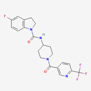 molecular formula C21H20F4N4O2 B15287512 5-Fluoro-N-(1-([6-(trifluoromethyl)pyridin-3-YL]carbonyl)piperidin-4-YL)indoline-1-carboxamide 