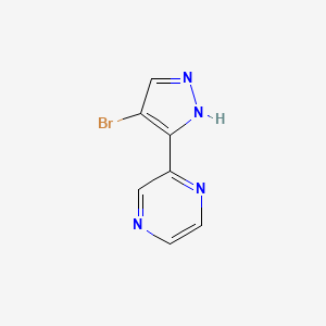 molecular formula C7H5BrN4 B1528757 2-(4-bromo-1H-pyrazol-3-yl)pyrazine CAS No. 1334638-80-0