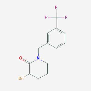 molecular formula C13H13BrF3NO B1528770 3-Bromo-1-{[3-(trifluoromethyl)phenyl]methyl}piperidin-2-one CAS No. 1432678-90-4