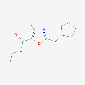 molecular formula C13H19NO3 B1528823 2-(环戊基甲基)-4-甲基-1,3-恶唑-5-羧酸乙酯 CAS No. 1488609-79-5