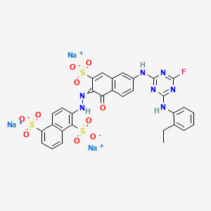 trisodium;2-[2-[6-[[4-(2-ethylanilino)-6-fluoro-1,3,5-triazin-2-yl]amino]-1-oxo-3-sulfonatonaphthalen-2-ylidene]hydrazinyl]naphthalene-1,5-disulfonate