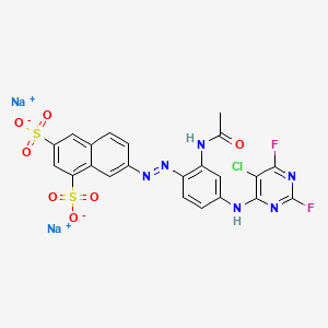 molecular formula C22H13ClF2N6Na2O7S2 B15288529 Disodium 7-[[2-(acetylamino)-4-[(5-chloro-2,6-difluoro-4-pyrimidinyl)amino]phenyl]azo]naphthalene-1,3-disulphonate CAS No. 68155-62-4