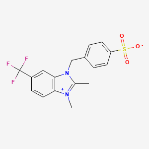 molecular formula C17H15F3N2O3S B15288537 1H-Benzimidazolium, 1,2-dimethyl-3-[(4-sulfophenyl)methyl]-5-(trifluoromethyl)-, inner salt CAS No. 68959-22-8