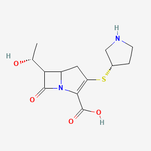 molecular formula C13H18N2O4S B15288604 6-[(1R)-1-hydroxyethyl]-7-oxo-3-[(3S)-pyrrolidin-3-yl]sulfanyl-1-azabicyclo[3.2.0]hept-2-ene-2-carboxylic acid 