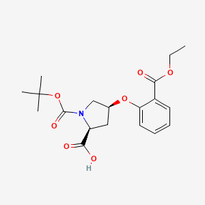 molecular formula C19H25NO7 B1528869 (2S,4S)-1-(tert-Butoxycarbonyl)-4-[2-(ethoxy-carbonyl)phenoxy]-2-pyrrolidinecarboxylic acid CAS No. 1354486-39-7