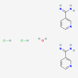 molecular formula C12H18Cl2N6O B15288728 Pyridine-3-carboximidamide hemihydrate hydrochloride 