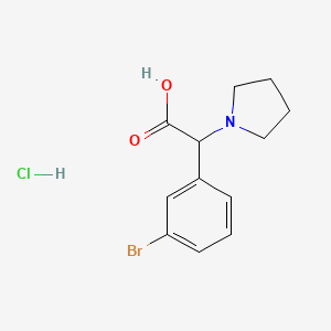 molecular formula C12H15BrClNO2 B1528880 2-(3-Bromophenyl)-2-(pyrrolidin-1-yl)acetic acid hydrochloride CAS No. 1354949-85-1