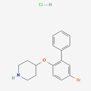 molecular formula C17H19BrClNO B1528883 5-Bromo[1,1'-biphenyl]-2-yl 4-piperidinyl ether hydrochloride CAS No. 1220027-35-9