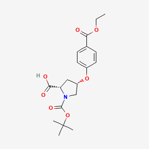 molecular formula C19H25NO7 B1528885 (2S,4S)-1-(tert-Butoxycarbonyl)-4-[4-(Ethoxycarbonyl)phenoxy]-2-Pyrrolidincarbonsäure CAS No. 1354487-00-5