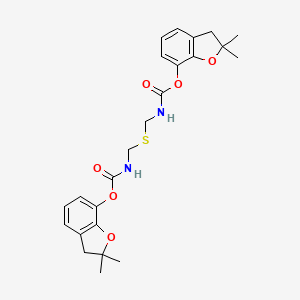 molecular formula C24H28N2O6S B15288921 Carbamic acid, thiobis(methyl-, bis(2,3-dihydro-2,2-dimethyl-7-benzofuranyl) ester CAS No. 50673-14-8