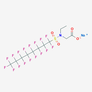 molecular formula C12H7F17NNaO4S B15289163 Disodium;2-[ethyl(1,1,2,2,3,3,4,4,5,5,6,6,7,7,8,8,8-heptadecafluorooctylsulfonyl)amino]acetate; formaldehyde;2-(1,1,2,2,3,3,4,4,5,5,6,6,7,7,8,8,8-heptadecafluorooctylsulfinylamino)acetate; propane CAS No. 3871-50-9