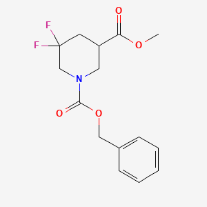 molecular formula C15H17F2NO4 B1529072 1-苄基 3-甲基 5,5-二氟哌啶-1,3-二羧酸酯 CAS No. 1356338-60-7
