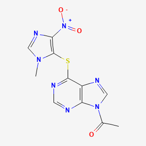 molecular formula C11H9N7O3S B15290759 9-Acetylazathioprine (9-Acetyl-6-[(1-methyl-4-nitroimidazol-5-yl)thio]purine) 