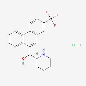 molecular formula C21H21ClF3NO B15290818 alpha-(2-(Trifluoromethyl)-9-phenanthrenyl)-2-piperidinemethanol hydrochloride hydrate CAS No. 38644-01-8