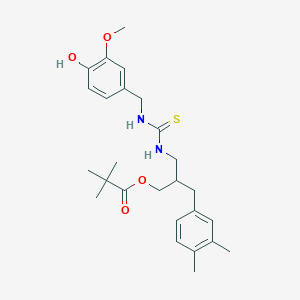 molecular formula C26H36N2O4S B15290995 2-((3-(4-Hydroxy-3-methoxybenzyl)thioureido)methyl)-3-(3,4-dimethylphenyl)propyl pivalate 