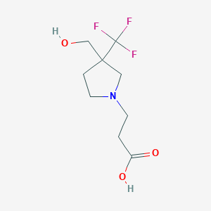 molecular formula C9H14F3NO3 B15291052 3-(3-(Hydroxymethyl)-3-(trifluoromethyl)pyrrolidin-1-yl)propanoic acid 