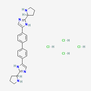 molecular formula C26H32Cl4N6 B1529129 4,4'-Bis(2-((S)-pyrrolidin-2-yl)-1H-imidazol-5-yl)-1,1'-biphenyl tetrahydrochloride CAS No. 1009119-83-8